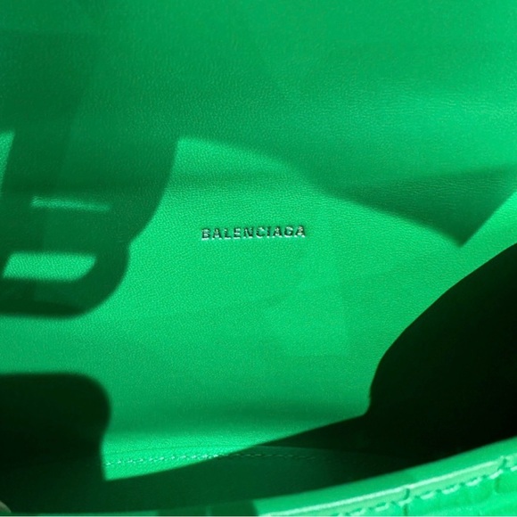 Balenciaga Emerald Green Embossed Leather Hourglass XS Top Handle Bag - Picture 7 of 9